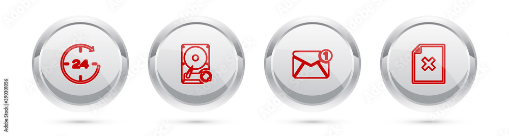 Poster set line clock 24 hours, hard disk drive hdd sync refresh, new, email incoming message and delete fi