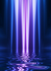 Abstract dark futuristic background. Ultraviolet neon light rays