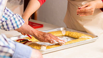 A family making bread