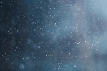 blue snowfall bokeh background, abstract snowflake background on blurred abstract blue