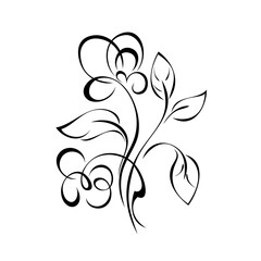 ornament 1364. two stylized flowers on stems with leaves in black lines on white background