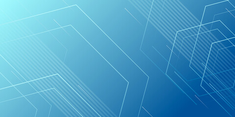 Obraz premium Light blue abstract presentation background with hexagonal lines and shapes. Futuristic technology element background