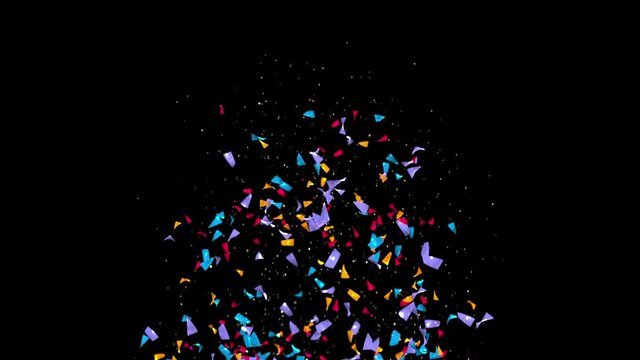 explosion of colorful confetti pieces. ProRes transparent background in FullHD