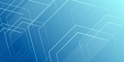 Fototapeta premium Light blue abstract presentation background with hexagonal lines and shapes. Futuristic technology element background
