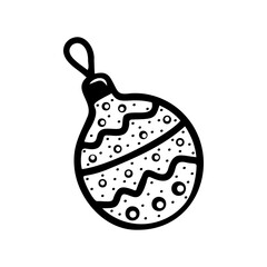 Hand drawn christmas ball isolated on a white background. Holiday elements. Doodle, simple outline illustration. It can be used for decoration of textile, paper.