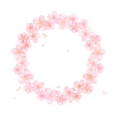 桜　花びら　水彩イラスト　フレーム　リース　