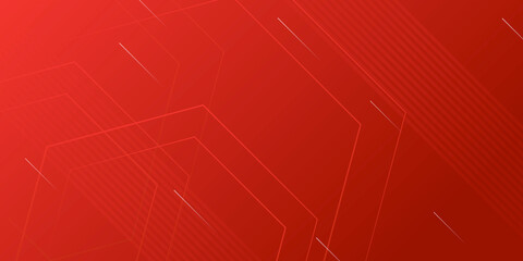 Red geometric abstract presentation background with hexagonal shapes and lines. Technology concept background