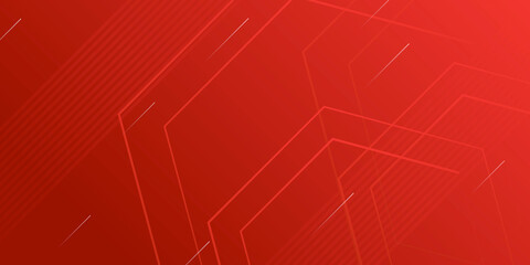 Red geometric abstract presentation background with hexagonal shapes and lines. Technology concept background