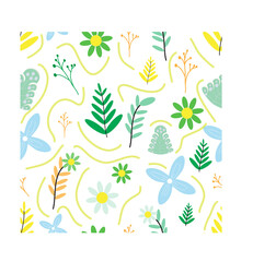 Seamless pattern leaf and flower