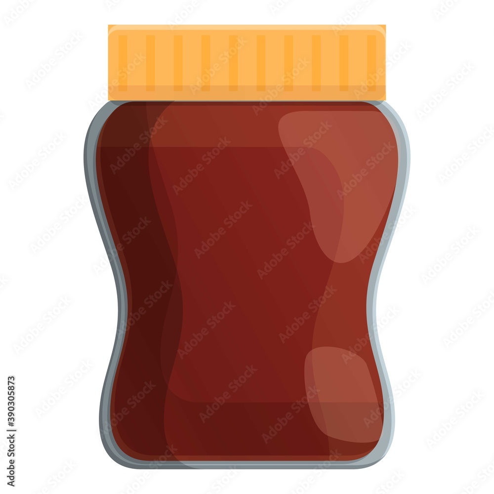 Poster chocolate paste jar icon. cartoon of chocolate paste jar vector icon for web design isolated on whit