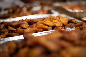 close up view of a pan of Plantains  