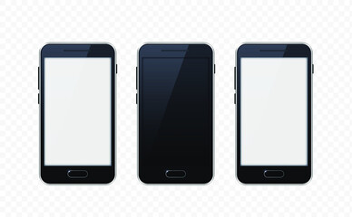 Realistic Black Detailed Smartphone Mockup Background . Isolated Vector Elements