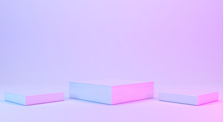 Blank product stand or stage on pastel colors background, 3d render