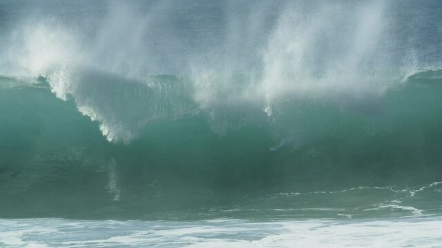 A rolling wave on the sea surface, slow motion