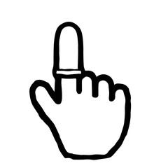 Hand Cursor103 (Finger cot): Doodle Icon: Hand drawn vector Icon like woodblock print