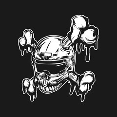 pirate skull with sword and shield