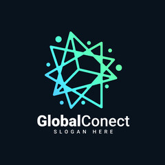 Global techno logo template illustration