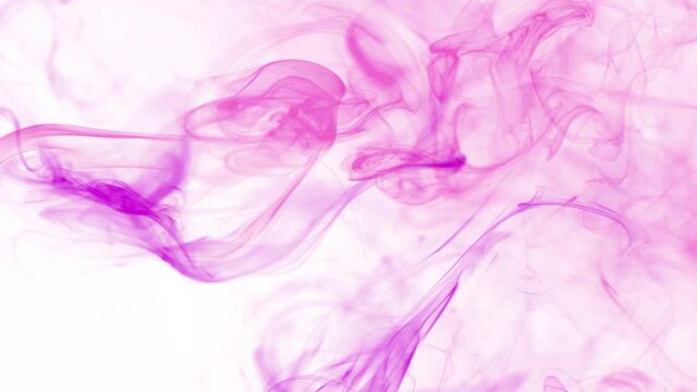 Super Slow Motion Shot of Flowing Violet Smoke Isolated on White Background at 1000fps.