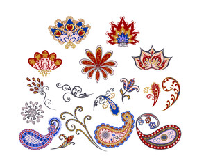 Vector decorative design Paisley, floral elements. - 390311028