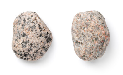 Two Colorful Pebble Stones Isolated Over White