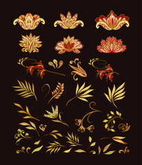 Vector decorative design Paisley, floral elements. - 390311417
