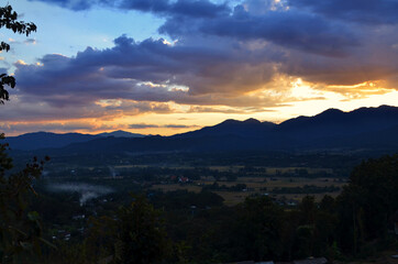 Pai, Thailand - Sunset View from Wat Phra That Mae Yen