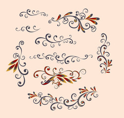 Vector decorative design Paisley, floral elements.