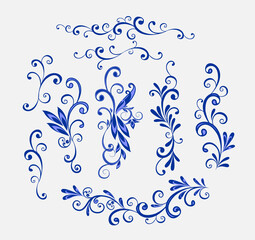 Vector decorative design Paisley, floral elements.