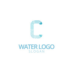 letter C blue water logo vector illustration 