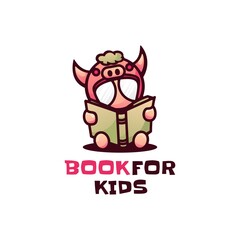 Vector Logo Illustration Book For Kids Mascot Cartoon Style.
