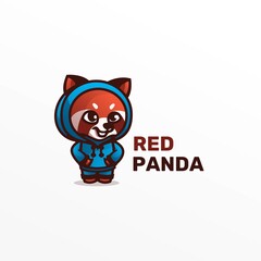 Vector Logo Illustration Red Panda Mascot Cartoon Style.