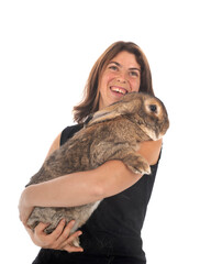 Flemish Giant rabbit and woman