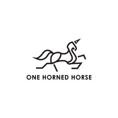 One Horned Horse Logo Vector Animal