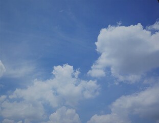 Background of the sky at sunlight, the sky is blue and white decorated variety stories, use as romantic background