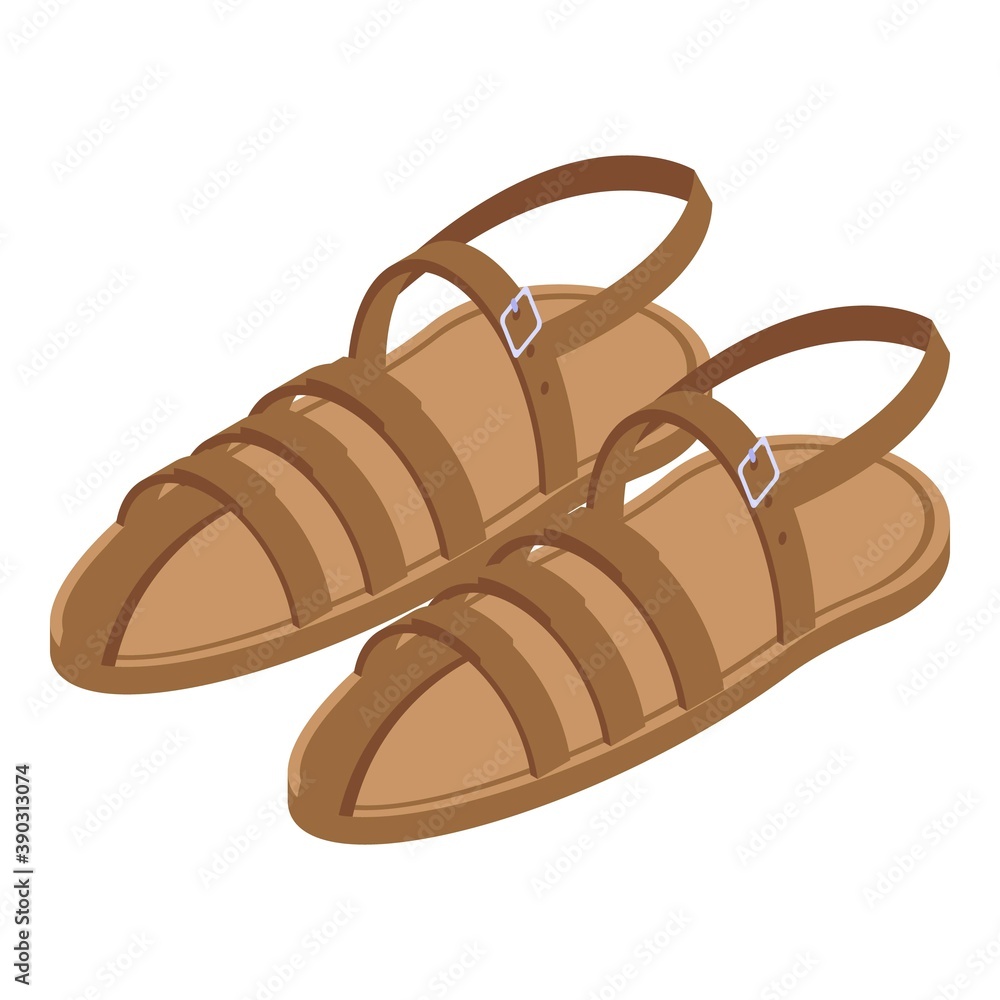 Poster retro sandals icon. isometric of retro sandals vector icon for web design isolated on white backgrou