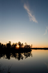 The lake and the sky at sunset.