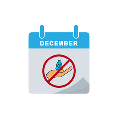 Anti corruption day calendar flat icon with stop corruption icon. Design template vector