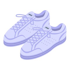 Modern white sneakers icon. Isometric of modern white sneakers vector icon for web design isolated on white background