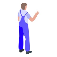 Young car mechanic icon. Isometric of young car mechanic vector icon for web design isolated on white background