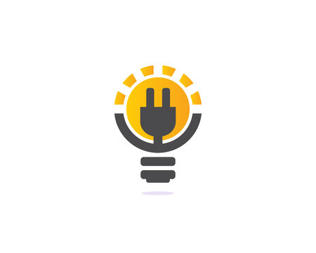 Lightbulb charge electricity logo template. Creative tech bulb logo design