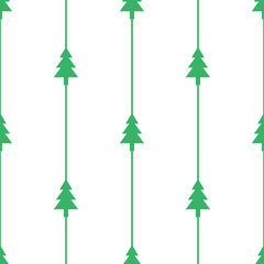 green fir-tree beads on white background. Forest blizzard.