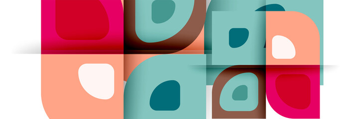 Set of vector modern geometric abstract backgrounds with repeating abstract round shapes patterns and shadow effects