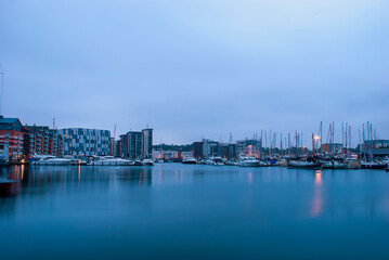 Early morning over the wet dock in Ipswich, UK