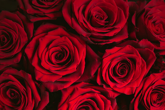 Bouquet of dark red roses background.