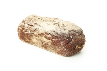 Fresh baked dark bread isolated on white background