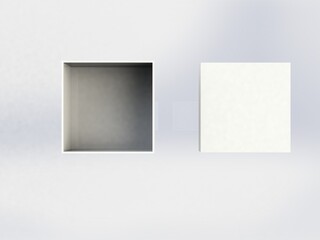 Obraz premium 3d realistic top view of the box figure Open the white simulation box Cardboard gift box Close the empty cardboard box On a white background.