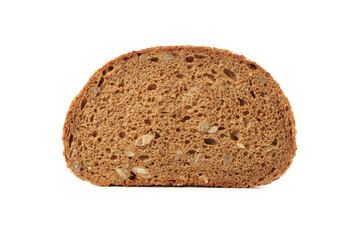 Slice of rye bread isolated on white background