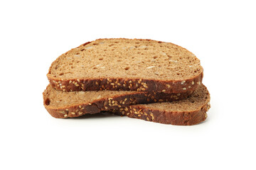 Rye bread slices isolated on white background