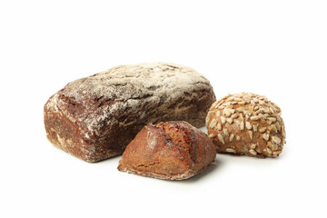 Fresh bakery products isolated on white background