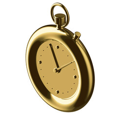 STOPWATCH 3D illustration in cartoon metal style not white background.